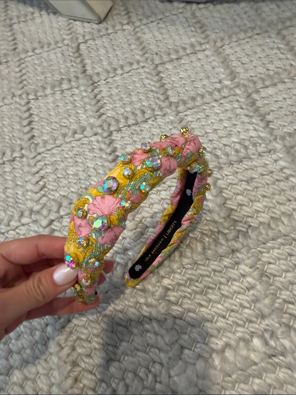 Lele Sadoughi embellished Floral Padded Headband - Yellow & Pink